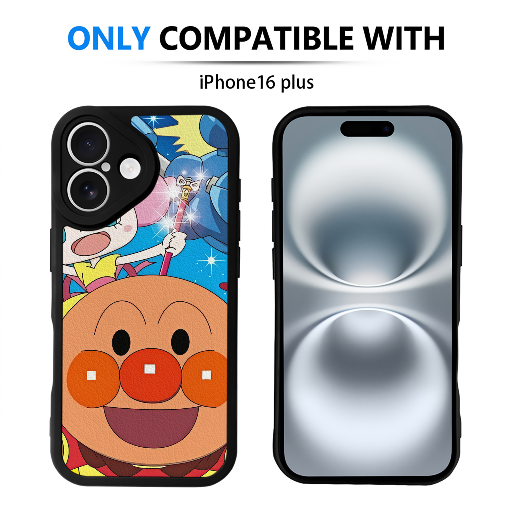 （画像用） アンパンマン Anpanman 【iPhone 16シリーズ対応】シリコンスマホケース（レザー調） 材質：シリコン